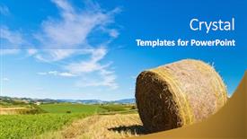  Presentation with landscape - PPT theme consisting of hay-bale-in-a-beautiful background and a  colored foreground