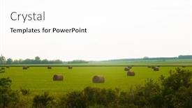  Presentation with meadow - Presentation design featuring hay-bale-on-a-green background and a white colored foreground