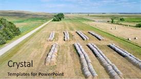  Presentation with farmland - PPT layouts featuring hay bales in nebraska sandhill background and a coral colored foreground