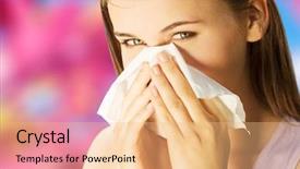  Presentation with white - PPT layouts with hay fever - attractive young woman outdoor background and a coral colored foreground