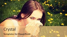  Presentation with tissue biology - Cool new PPT theme with hay fever - attractive young woman outdoor backdrop and a yellow colored foreground
