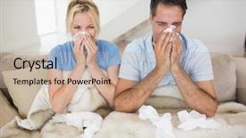  Presentation with bed - Slide deck consisting of hay fever - couple suffering from cold background and a coral colored foreground