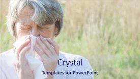  Presentation with old age - Audience pleasing PPT theme consisting of hay fever - old age woman using tissue backdrop and a  colored foreground