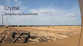  Presentation with hay field - Presentation design enhanced with hay trailer in a hay background and a light blue colored foreground