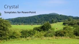  Presentation with poland - Audience pleasing presentation theme consisting of haymaking-in-mountains-bieszczady-poland backdrop and a light blue colored foreground