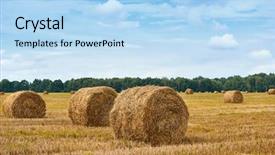  Presentation with beautiful spanish landscape costa blanca - PPT theme enhanced with haystacks in summer field beautiful background and a  colored foreground