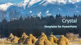  Presentation with mountain praise - Presentation theme enhanced with haystacks on a mountain meadow background and a  colored foreground