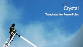  Presentation with fire fighting - PPT theme consisting of hayward fireman fighting a fire background and a teal colored foreground