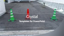  Presentation with hazard - Theme having hazard awareness - traffic warning cone in row background and a gray colored foreground