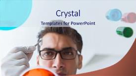  Presentation with chemicals - PPT theme having hazard blood - chemist working in the laboratory background and a sky blue colored foreground