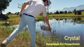 Presentation with hazard - Theme having hazard golfer looking in reed background and a tawny brown colored foreground