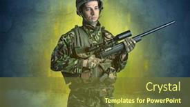  Presentation with hazard - Amazing presentation theme having hazard menace soldier in a ruined crumbly building with arms on his hand backdrop and a tawny brown colored foreground