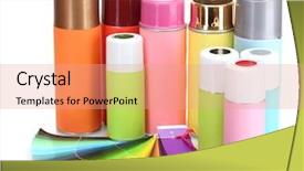  Presentation with aerosol - PPT theme consisting of hazard paint - aerosol cans and bright paper background and a  colored foreground