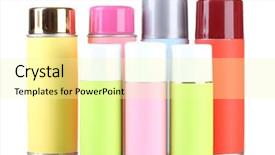  Presentation with aerosol - Presentation consisting of hazard paint - aerosol cans isolated on white background and a  colored foreground