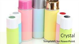  Presentation with aerosol - Audience pleasing PPT layouts consisting of hazard paint - aerosol cans isolated on white backdrop and a  colored foreground