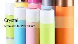  Presentation with aerosol - PPT theme enhanced with hazard paint - aerosol cans isolated on white background and a  colored foreground