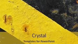  Presentation with hazard - Audience pleasing PPT theme consisting of hazard paint - black and yellow metal texture backdrop and a gold colored foreground