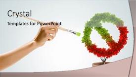  Presentation with plant biotechnology dna - Slide set with hazard paint - image of pot plant shaped background and a white colored foreground