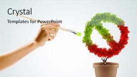  Presentation with mineral processing plant - Cool new PPT theme with hazard paint - image of pot plant shaped backdrop and a sky blue colored foreground