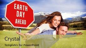  Presentation with young man and a woman - Amazing slide deck having hazard relationship - smiling young man carrying woman backdrop and a yellow colored foreground