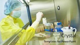  Presentation with material science - Slide set featuring hazard virus material at microbilogy background and a yellow colored foreground