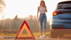  Presentation with hazard - Presentation theme featuring hazard-warning-triangle-sign background and a coral colored foreground