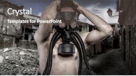  Presentation with earthquake disaster - Slide deck enhanced with toxic environmental disaster post apocalyptic background and a gray colored foreground