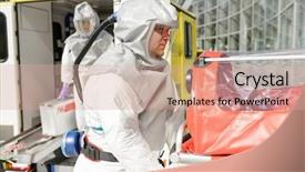  Presentation with biohazard - Cool new presentation with hazmat - biohazard medical team member backdrop and a coral colored foreground