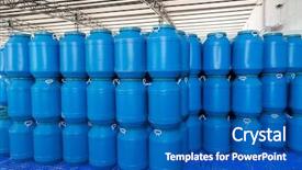  Presentation with lube oil - Colorful slides enhanced with lube oil - blue plastic barrels contain backdrop and a ocean colored foreground