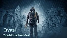  Presentation with hazard - Colorful presentation design enhanced with hazards - hazard menace man backdrop and a ocean colored foreground