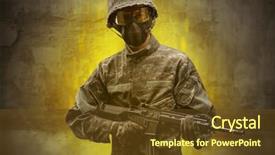  Presentation with hazard - Beautiful PPT theme featuring hazards - hazard menace soldier backdrop and a tawny brown colored foreground