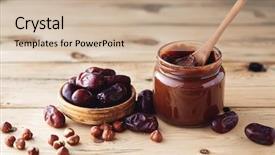  Presentation with spread - Amazing presentation having hazelnut chocolate date spread vegan backdrop and a soft green colored foreground