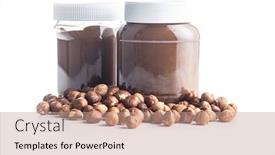  Presentation with peanut butter healthy spread - PPT layouts enhanced with hazelnut-spread-nut-chocolate-cream background and a coral colored foreground