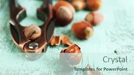  Presentation with hazelnuts - Amazing PPT theme having hazelnuts and nutcracker on wooden background backdrop and a cool aqua colored foreground