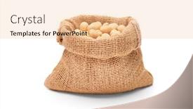  Presentation with hazelnuts - Amazing slide deck having hazelnuts in a bag isolated on white background backdrop and a lemonade colored foreground