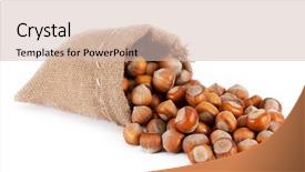  Presentation with hazelnuts - Beautiful slide set featuring hazelnuts in a burlap bag isolated on white background backdrop and a soft green colored foreground