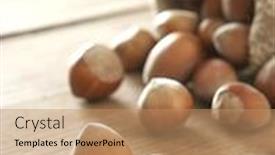  Presentation with hazelnuts - Audience pleasing theme consisting of hazelnuts-in-old-sack backdrop and a coral colored foreground