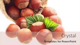  Presentation with hazelnuts - Colorful presentation enhanced with hazelnuts-in-sack-isolated backdrop and a coral colored foreground