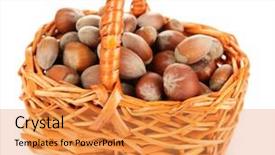  Presentation with hazelnuts - Slide deck consisting of hazelnuts in wicker basket isolated on white background and a gold colored foreground