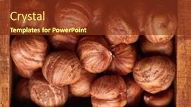  Presentation with hazelnuts - Slide set with hazelnuts-in-wooden-box background and a tawny brown colored foreground