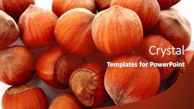  Presentation with hazelnuts - Cool new PPT theme with hazelnuts isolated on white background backdrop and a crimson colored foreground