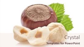  Presentation with hazelnuts - PPT theme featuring hazelnuts-kernel-in-closeup background and a lemonade colored foreground