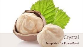  Presentation with hazelnuts - PPT layouts featuring hazelnuts-kernel-in-closeup background and a coral colored foreground