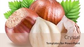  Presentation with hazelnuts - Beautiful slides featuring hazelnuts-with-shell-hazel-leaves backdrop and a coral colored foreground