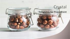  Presentation with hazelnuts - PPT theme featuring hazelnuts-with-sugar-icing background and a light gray colored foreground