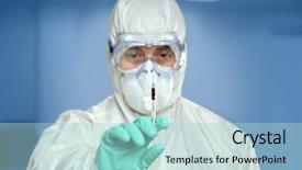  Presentation with hazmat - Theme consisting of hazmat - scientist in protective gear holding background and a mint green colored foreground