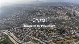  Presentation with freeway - PPT theme with hazy - aerial view of the highland background and a gray colored foreground