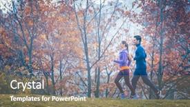  Presentation with training aspire man running - Slide deck with hazy - woman and man jogging background and a violet colored foreground