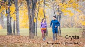  Presentation with woman sport - Cool new theme with hazy - woman and man running backdrop and a coral colored foreground