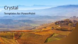  Presentation with purple teal yellow pink and orange - Presentation featuring hazy - yellow and orange vineyards background and a light blue colored foreground